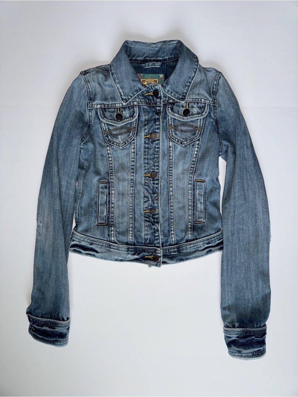 Vintage Abercrombie & Fitch Distressed Light Blue Denim Jacket
